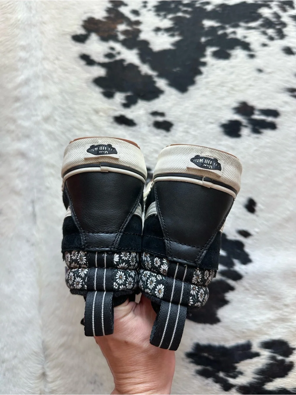 Vans Black & White Skate Hi MTE Primaloft High-Top Sneakers with Daisy Print